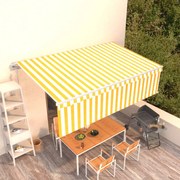 vidaXL Toldo retrátil automático com estore 5x3 m amarelo e branco