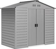 Outsunny 2,43 m² Galpão, 213 x 131 x 192 cm Galpão de ferramentas com telhado de duas águas, Porta de correr trancável, resistente às intempéries, Cinza | Aosom Portugal