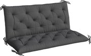 Outsunny Almofada para Banco de Jardim ou para Balanço de Jardim 120x110x12 cm de 2 Lugares com 6 Cordões de Fixação Preto | Aosom Portugal