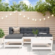 5 pcs conjunto lounge de jardim madeira de pinho maciça branco