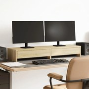 vidaXL Suporte para monitor com gavetas em carvalho Sonoma 100x27x15 cm, madeira projetada