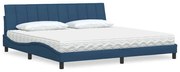 vidaXL Cama com colchão 200x200 cm tecido azul