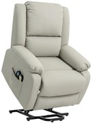 HOMCOM Poltrona Relax Levanta Pessoas com 8 Pontos de Massagem Reclinável com Função de Aquecimento 89x93x105 cm Cinzento Claro | Aosom Portugal