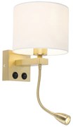 Candeeiro de parede inteligente dourado com abajur branco incl. Wi-Fi A60 - Brescia