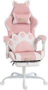 Vinsetto Cadeira Gaming Poltrona Gamer Ergonômica Reclinável com Apoio para os Pés Rosa | Aosom Portugal