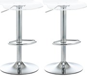 HOMCOM Conjunto de 2 Bancos de Bar Contemporâneo Assento Acrílico e Estrutura em Metal Giratório 360° Altura Ajustável Transparente | Aosom Portugal