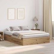 vidaXL Cama com Estrutura de Armazenamento em Carvalho Artesanal 140 x 200 cm