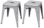 vidaXL Bancos empilháveis 2 pcs metal cinzento
