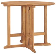 vidaXL Mesa de jantar para jardim dobrável Ø90x75 cm teca maciça