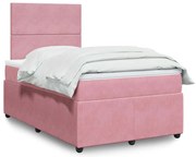 vidaXL Cama boxspring com colchão 120x200 cm veludo rosa