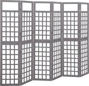 vidaXL Biombo/treliça 6 painéis abeto maciço 242,5x180 cm cinzento