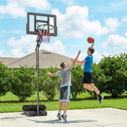Tabela de Basquetebol para Exterior com Rodas, Altura Ajustável (2,35-3,05 m), Base Preenchível e Bolsa de Peso, Cor Preto