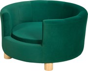 PawHut Sofá para Cães, Capa Lavável, Sofá para Pet com Encosto e Pernas de Madeira, Sofá para Gatos, para cães pequenos até 4,5 kg, Verde | Aosom Portugal