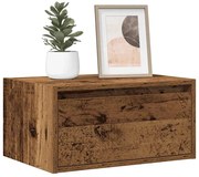 vidaXL Mesa de cabeceira de parede com luzes LED madeira velha