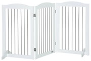 PawHut Barreira Segurança Cães Escadas Portas Dobrável Suporte Pé 154x30x80cm Branco | Aosom Portugal