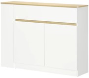 HOMCOM Aparador de Cozinha Aparador Branco com 2 Portas e 3 Prateleiras Abertas para Sala de Estar e Jantar 110x29,5x82 cm