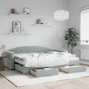 vidaXL Sofá-cama c/ gavetão e gavetas 80x200 cm veludo cinzento-claro