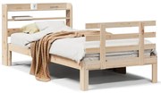 vidaXL Estrutura de cama com cabeceira 75x190 cm pinho maciço