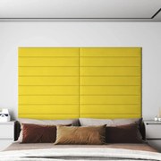 vidaXL Painel de parede 12 pcs 90x15 cm tecido 1,62 m² amarelo-claro