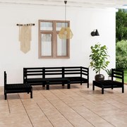 5 pcs conjunto lounge de jardim pinho maciço preto