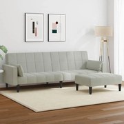 vidaXL Sofá-cama 2 lugares c/ apoio de pés veludo cinza-claro