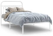 Estrutura de cama com cabeceira 100x190 cm metal branco