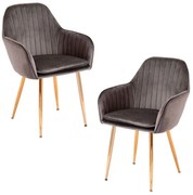 Pack 2 Cadeiras Chic Golden - Cinza escuro