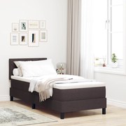 Cama Box Spring com Colchão Marrom Escuro 80x200 cm Tecido