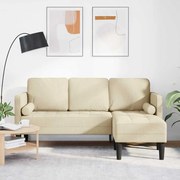 Sofá L de 3 Lugares vidaXL Creme 160 cm em Tecido