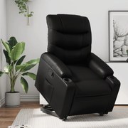 vidaXL Poltrona reclinável elevatória couro artificial preto