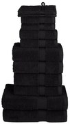 vidaXL 12pcs Conjunto toalhas banho premium SOLUND 600 gsm preto
