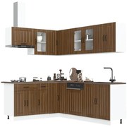 vidaXL 11 peças armário de cozinha conjunto Lucca carvalho castanho