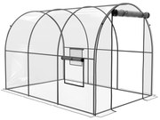 Outsunny Estufa de Jardim Túnel 6 ㎡ 3x2x2 m Châssis Tubular Reforçado Porta com Zíper 2 Janelas Enroláveis Transparente | Aosom Portugal