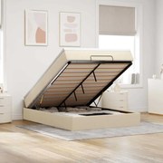 Estrutura de cama otomana com colchão tecido creme 140x200cm