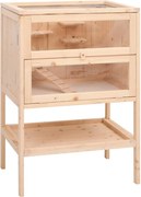 vidaXL Gaiola para hamster 55x40x80 cm Madeira maciça de abeto
