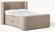 Cama boxspring em bouclé com espaço de arrumação Perla