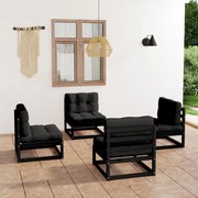 4 pcs conjunto lounge de jardim com almofadões pinho maciço