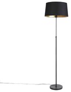 Candeeiro de pé preto com abajur preto 45 cm ajustável - Parte Clássico / Antigo