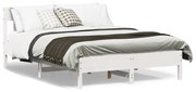 Estrutura de cama com cabeceira 140x200 cm pinho maciço branco