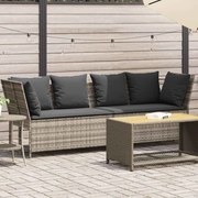 vidaXL Sofá de jardim com almofadões vime PE cinzento claro