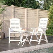 vidaXL 3 pcs conjunto de jantar para jardim polipropileno branco