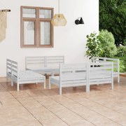 8 pcs conjunto lounge de jardim pinho maciço branco