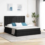 vidaXL Cama com arrumação e LED Preto 180 x 200 cm Poliéster