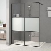 vidaXL Divisória de chuveiro 140x195 cm vidro semiopaco ESG preto
