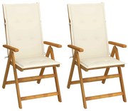 vidaXL Cadeiras jardim reclináveis c/ almofadões 2 pcs acácia maciça