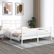 Estrutura de cama super king 180x200 cm madeira maciça branco