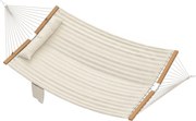 Outsunny Cama Rede Acolchoada de Jardim Portátil com Almofada Ajustável Bolso para Revistas Estrutura de Madeira 325x140 cm Creme | Aosom Portugal