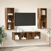 vidaXL Conjunto de Estantes para TV 3 pcs Madeira antiga