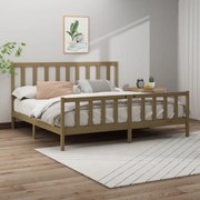 Estrutura cama super king 180x200 cm pinho maciço castanho-mel