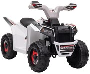 HOMCOM Quadriciclo Elétrico para Crianças Veículo Elétrico a Bateria de 6V com Velocidade de 2,5 km/h 70x41,5x48,5 cm Branco | Aosom Portugal